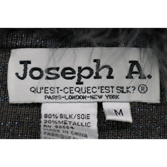 Joseph A. 90's Feather Boa Silk Sparkle Cardigan-Medium-Y2K-Vintage-Glam-Retro - Picture 4 of 8